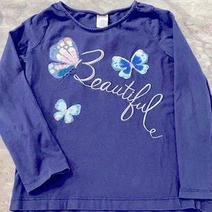 Gymboree Navy blue stitched butterfly long sleeve top.
